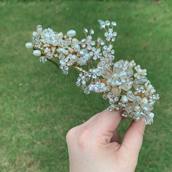 Rhinestone & Pearl Flower Crown - Picture 2 of 15